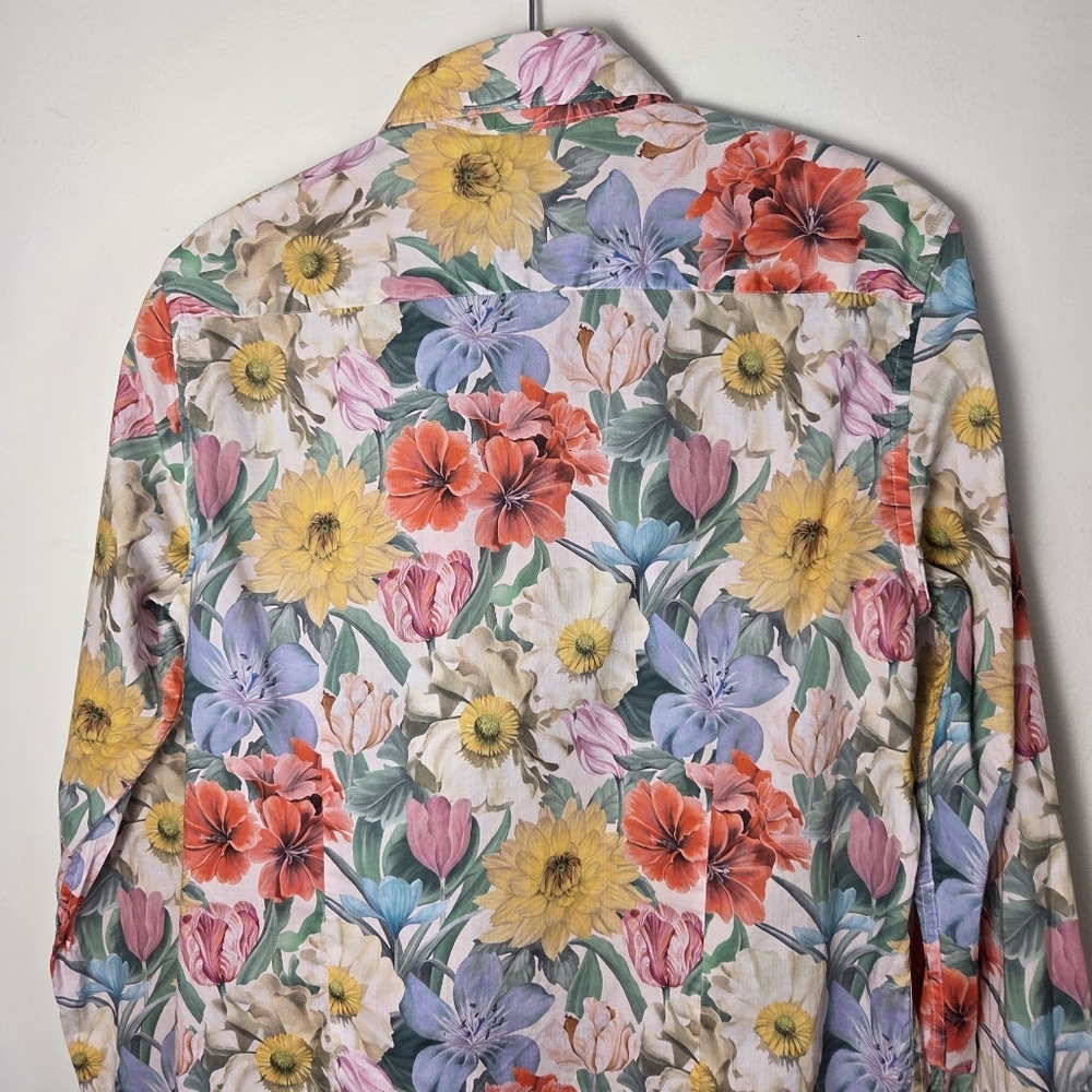 Simons Contemporaine Liberty Fabrics Colorful Floral Button Down Cotton Shirt - Picture 11 of 12